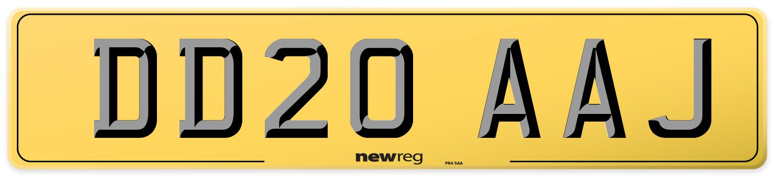 DD20 AAJ Rear Number Plate