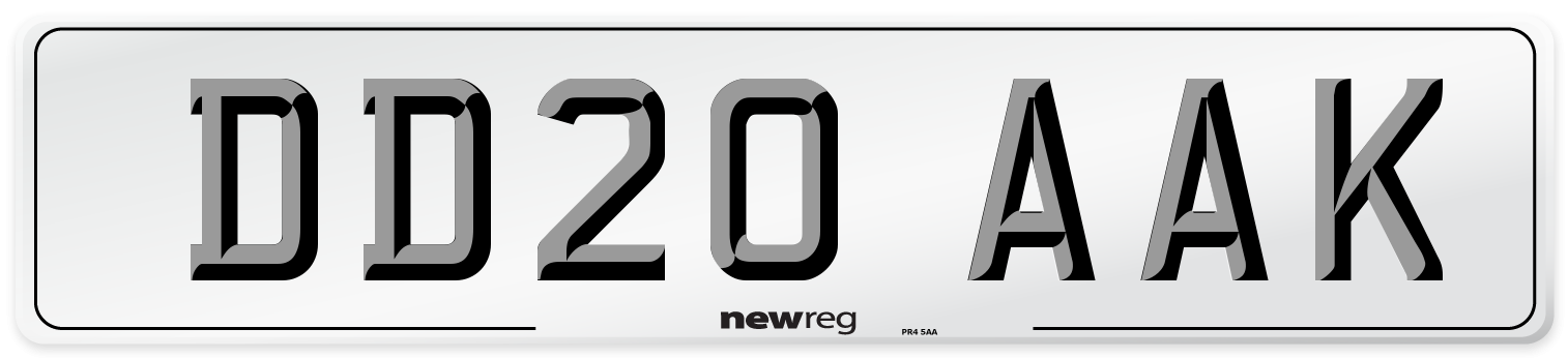 DD20 AAK Front Number Plate