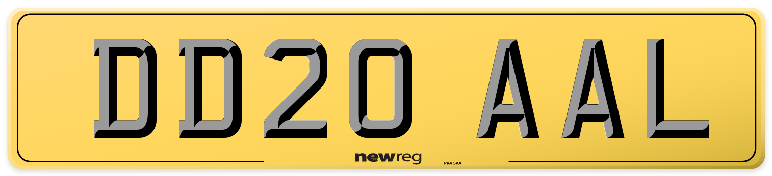 DD20 AAL Rear Number Plate