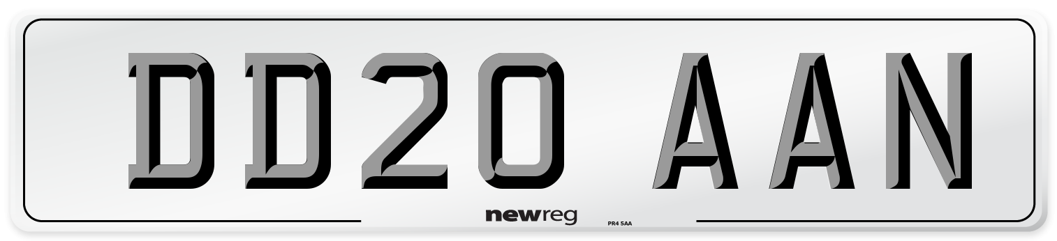 DD20 AAN Front Number Plate