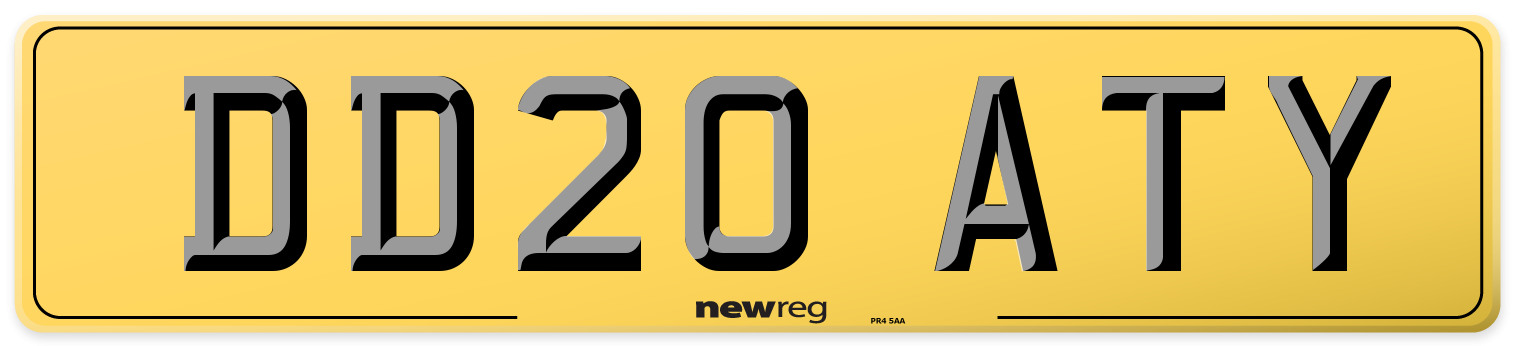 DD20 ATY Rear Number Plate