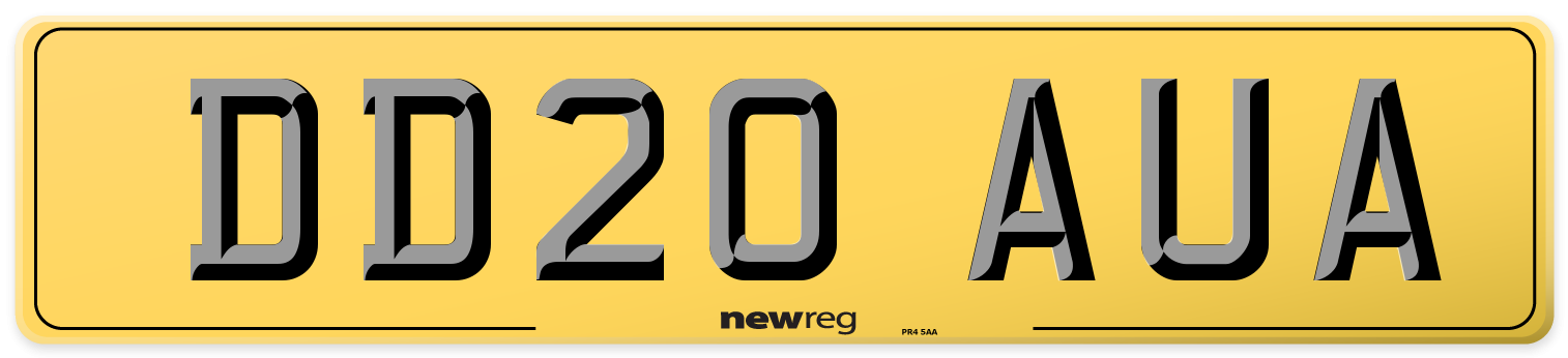 DD20 AUA Rear Number Plate