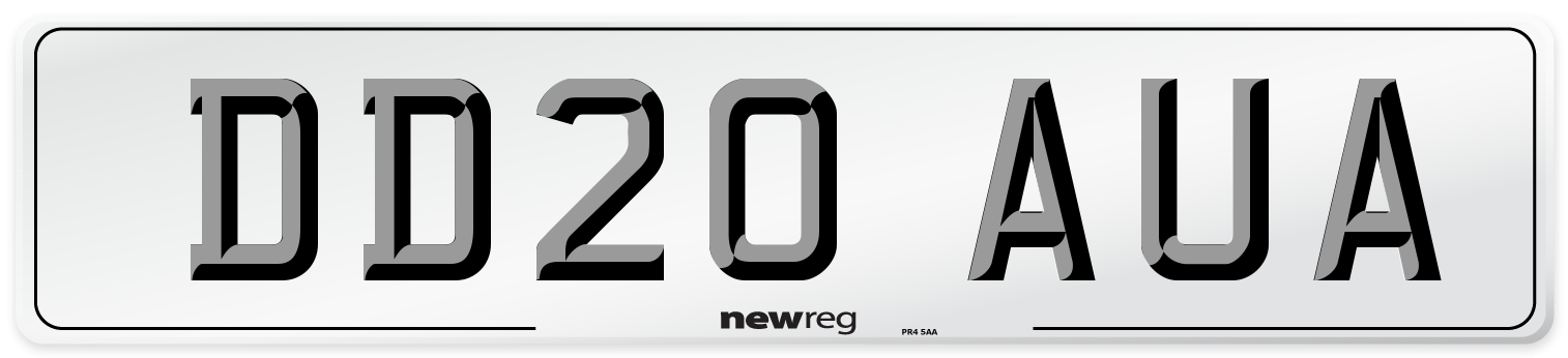 DD20 AUA Front Number Plate