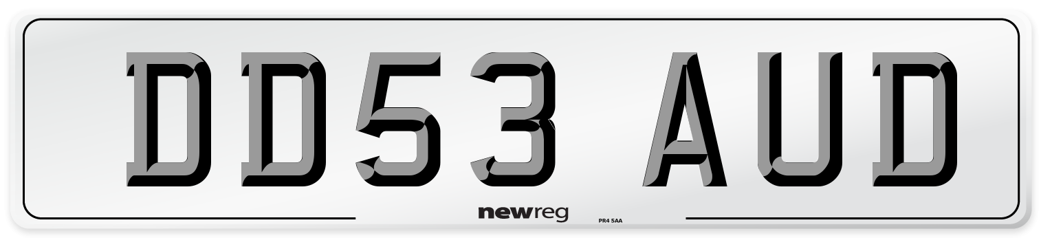 DD53 AUD Front Number Plate