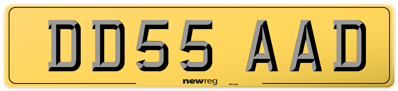 DD55 AAD Rear Number Plate