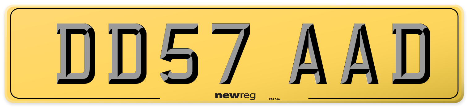 DD57 AAD Rear Number Plate