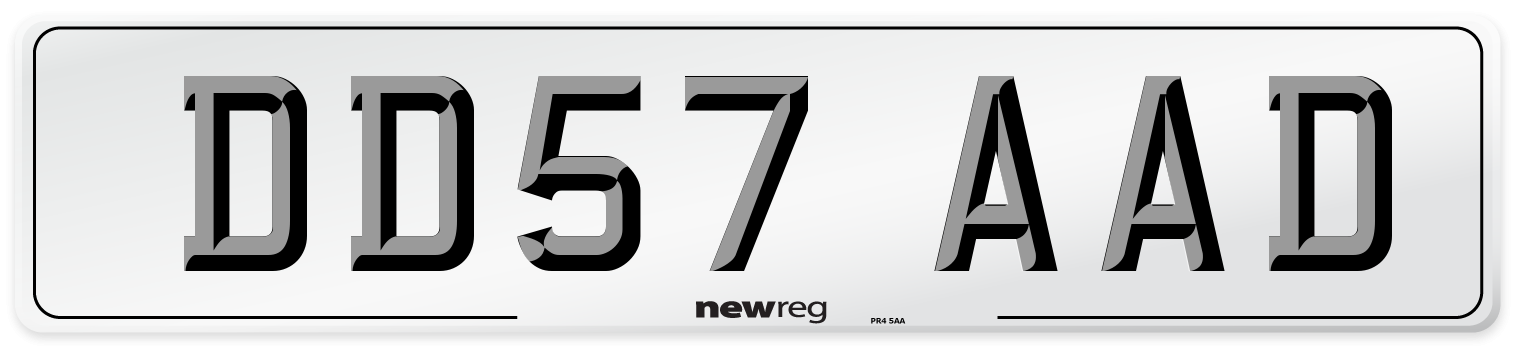 DD57 AAD Front Number Plate
