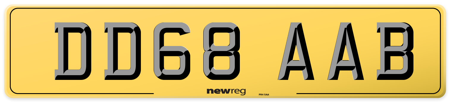 DD68 AAB Rear Number Plate