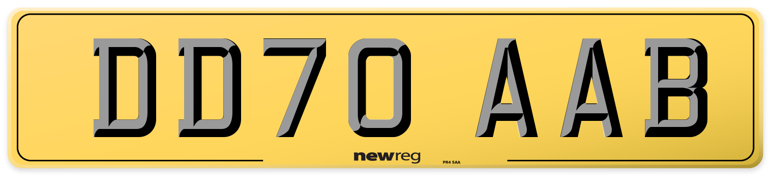 DD70 AAB Rear Number Plate