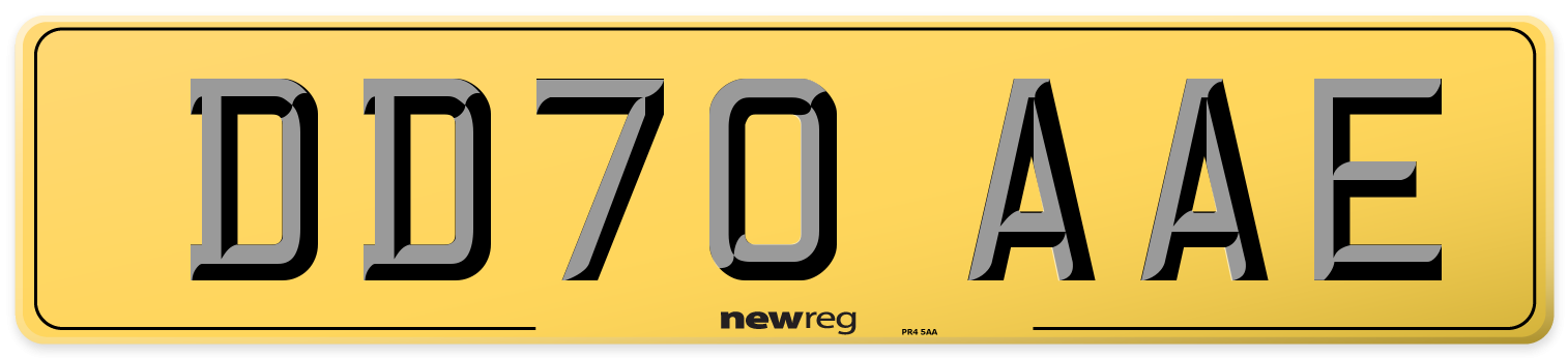 DD70 AAE Rear Number Plate