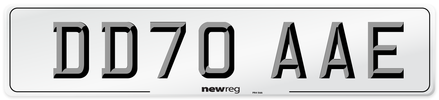 DD70 AAE Front Number Plate