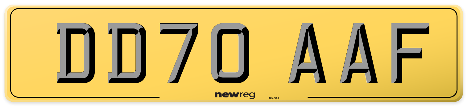 DD70 AAF Rear Number Plate