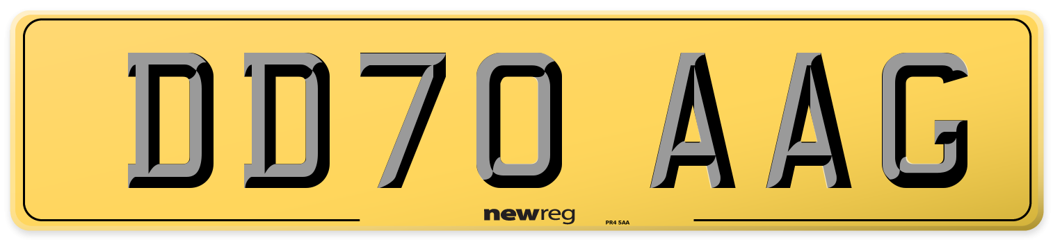 DD70 AAG Rear Number Plate