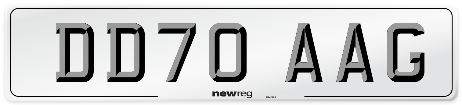 DD70 AAG Front Number Plate