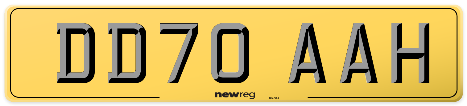 DD70 AAH Rear Number Plate