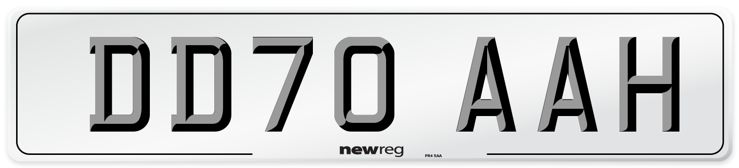 DD70 AAH Front Number Plate
