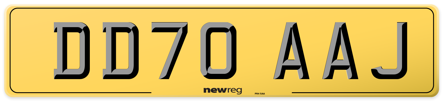DD70 AAJ Rear Number Plate