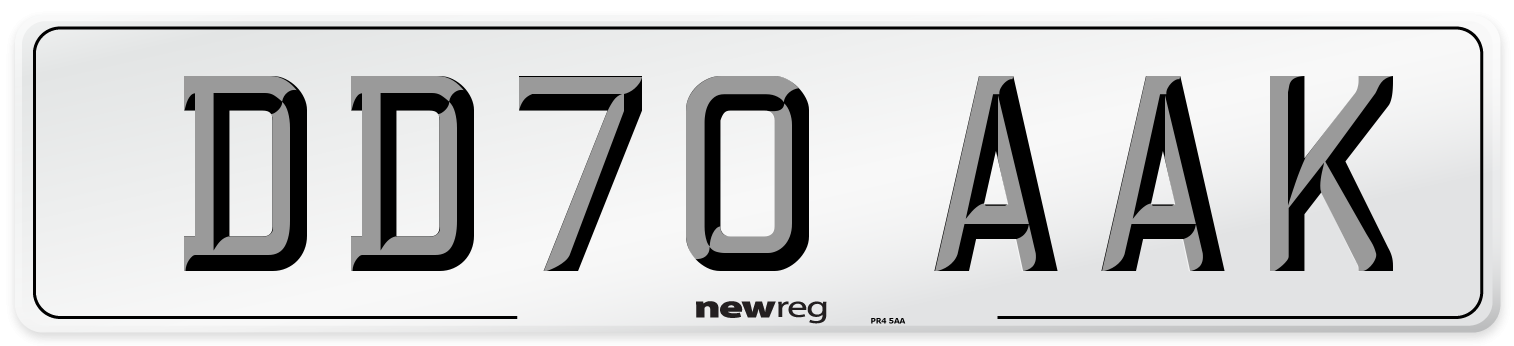 DD70 AAK Front Number Plate