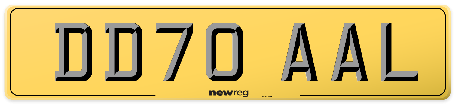 DD70 AAL Rear Number Plate