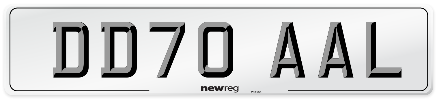 DD70 AAL Front Number Plate