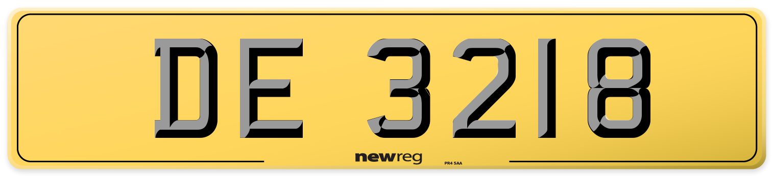 DE 3218 Rear Number Plate