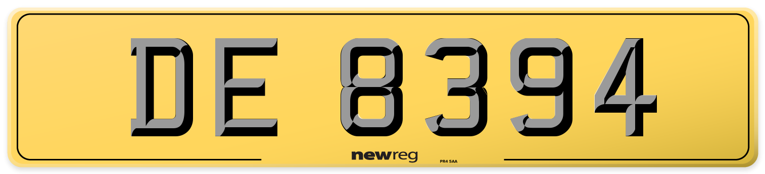 DE 8394 Rear Number Plate