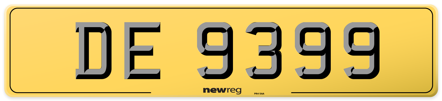 DE 9399 Rear Number Plate