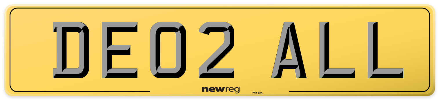 DE02 ALL Rear Number Plate