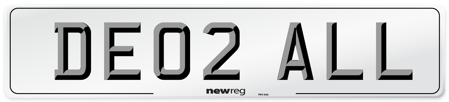 DE02 ALL Front Number Plate