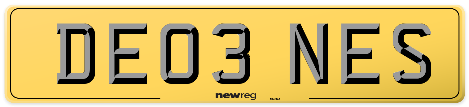 DE03 NES Rear Number Plate