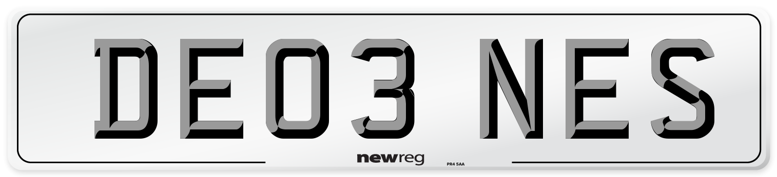 DE03 NES Front Number Plate