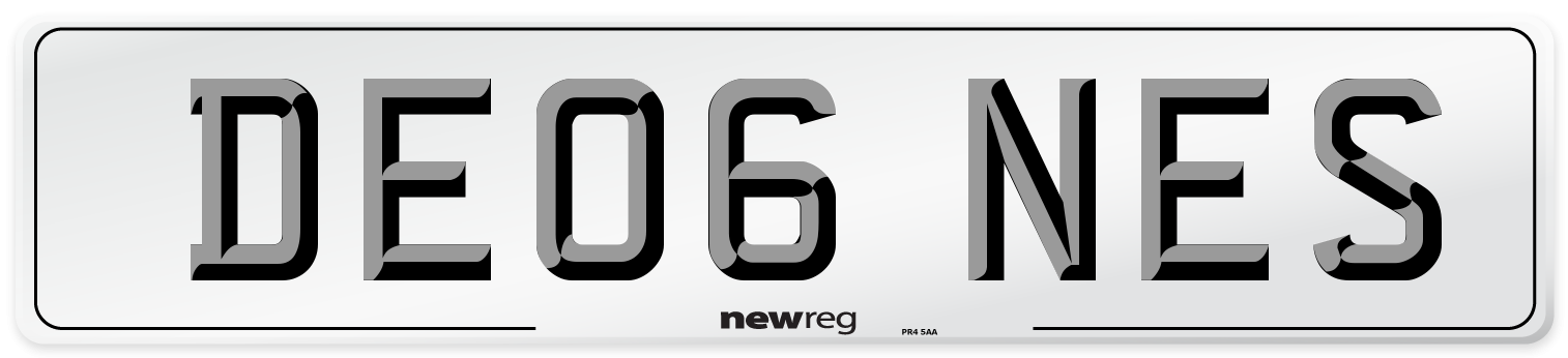 DE06 NES Front Number Plate