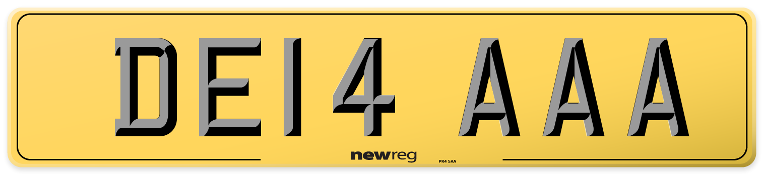 DE14 AAA Rear Number Plate