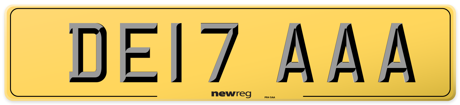 DE17 AAA Rear Number Plate