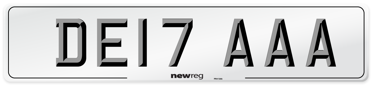 DE17 AAA Front Number Plate