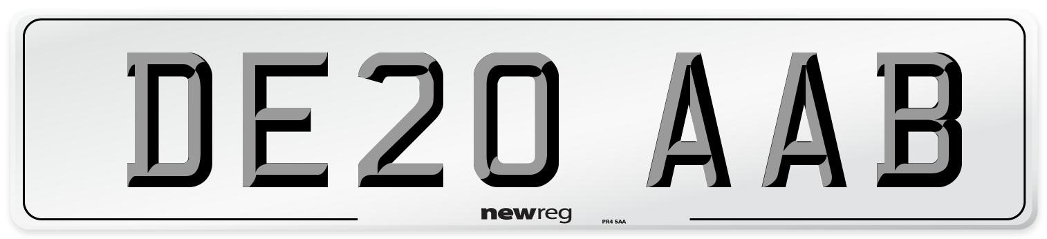 DE20 AAB Front Number Plate