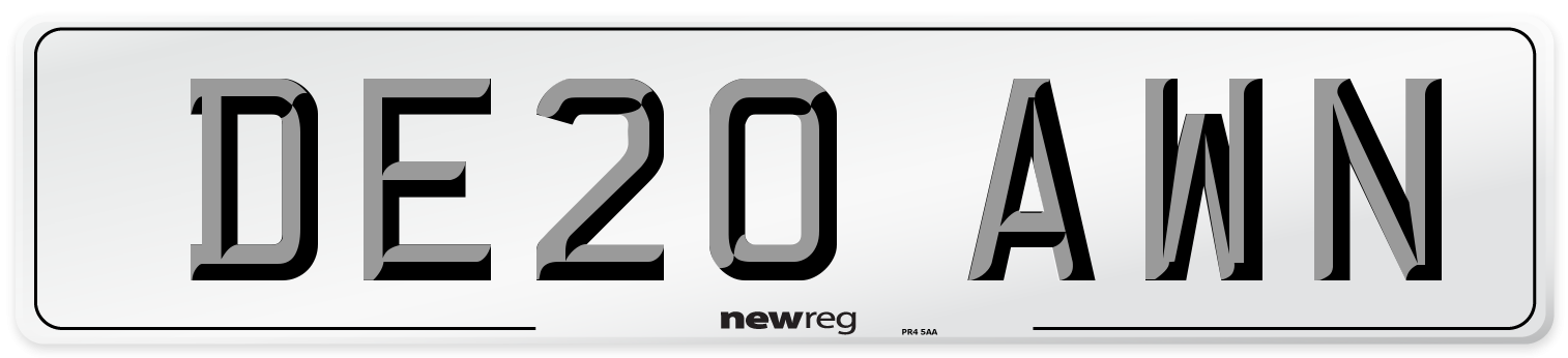 DE20 AWN Front Number Plate
