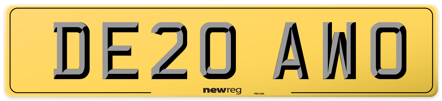DE20 AWO Rear Number Plate