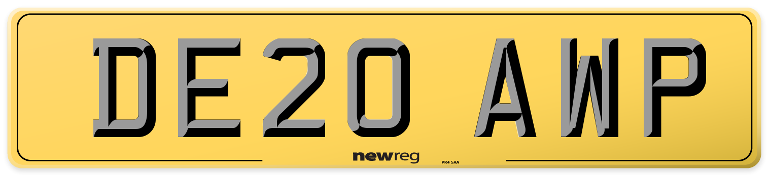 DE20 AWP Rear Number Plate