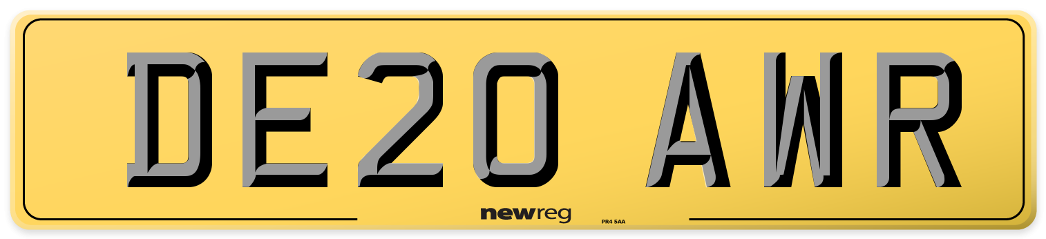 DE20 AWR Rear Number Plate
