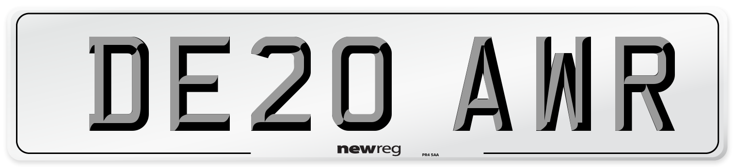DE20 AWR Front Number Plate