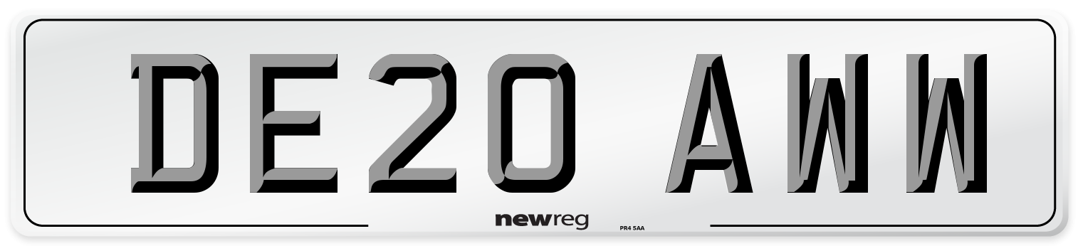 DE20 AWW Front Number Plate
