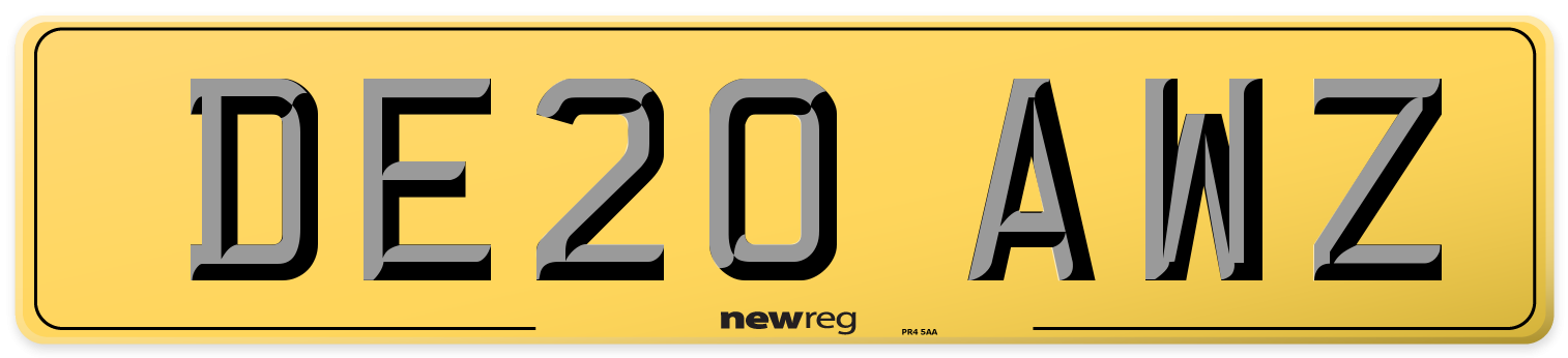 DE20 AWZ Rear Number Plate