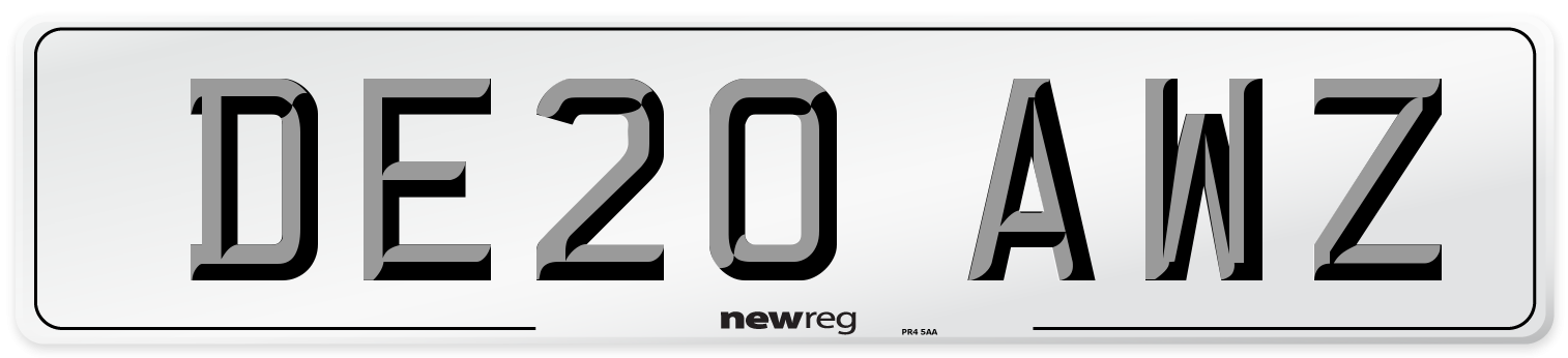DE20 AWZ Front Number Plate