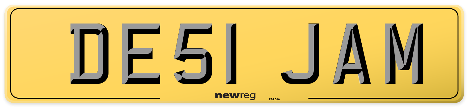 DE51 JAM Rear Number Plate