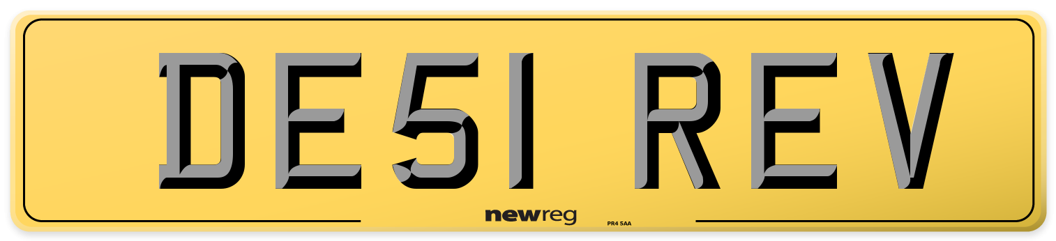 DE51 REV Rear Number Plate