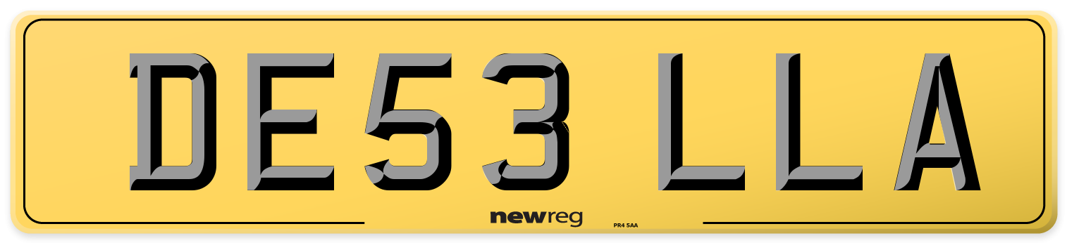 DE53 LLA Rear Number Plate