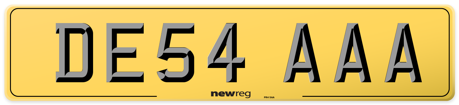 DE54 AAA Rear Number Plate