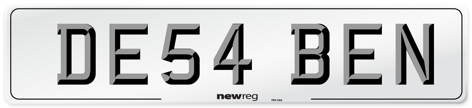 DE54 BEN Front Number Plate