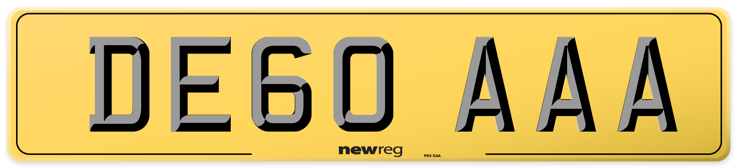 DE60 AAA Rear Number Plate